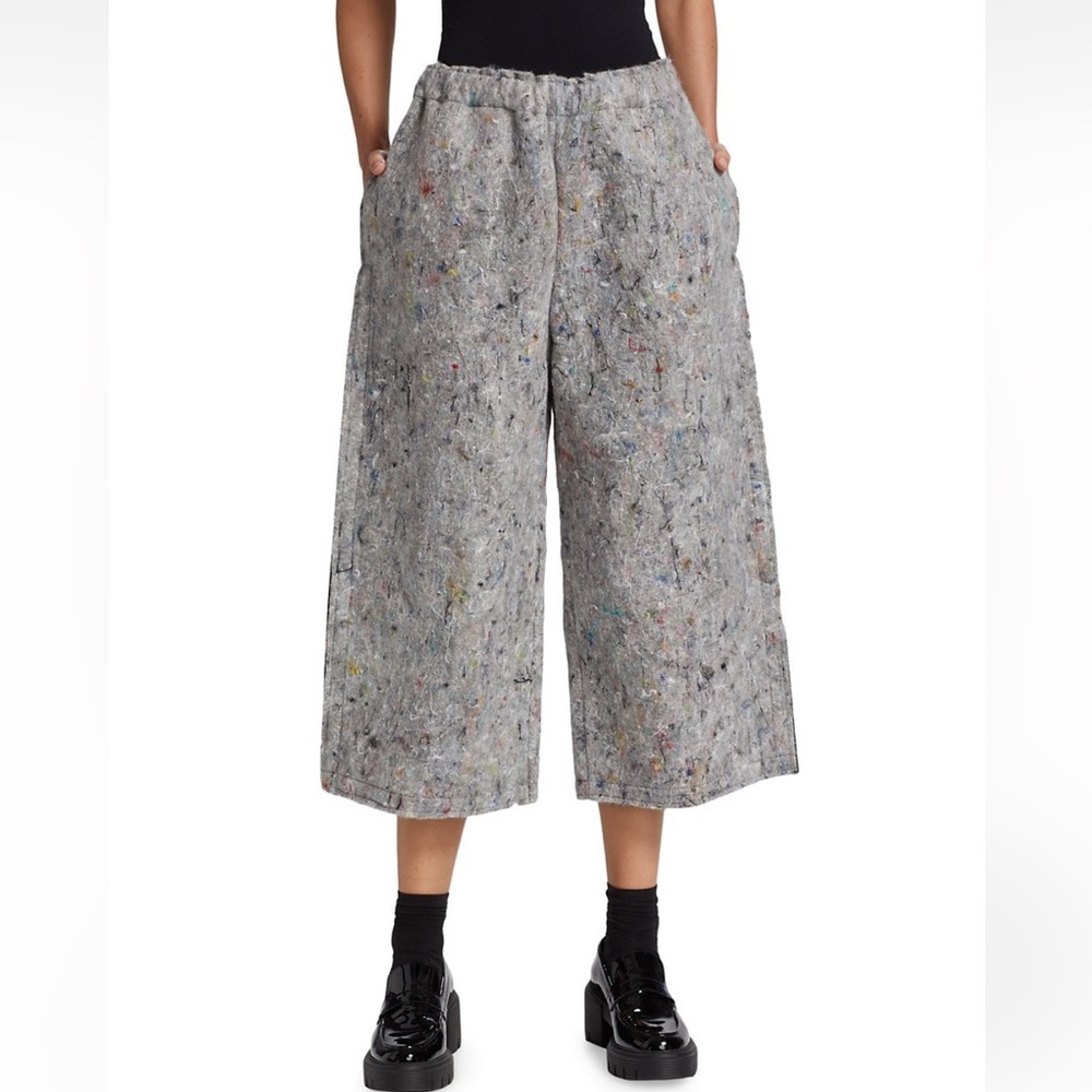 Comme des Garcons light gray textured gaucho pants